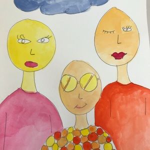 Original water color. Shape people illustration - from my studio